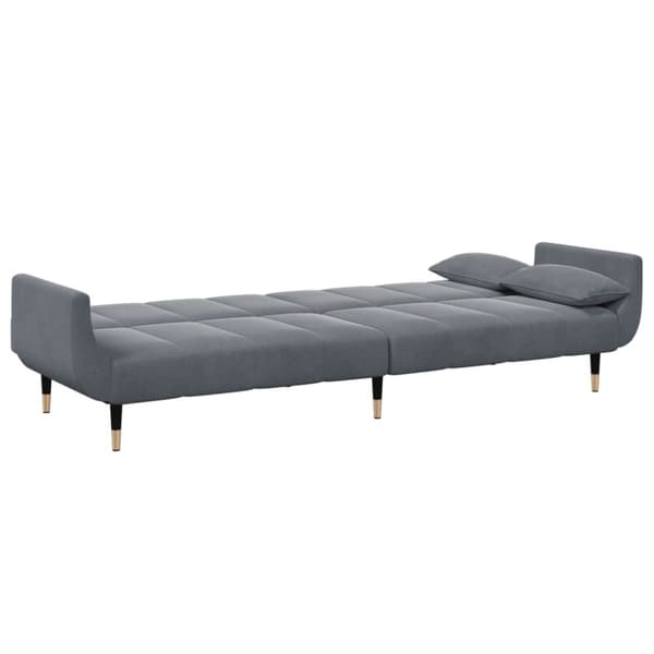Bäddsoffa 2-sits med fotpall mörkgrå sammet