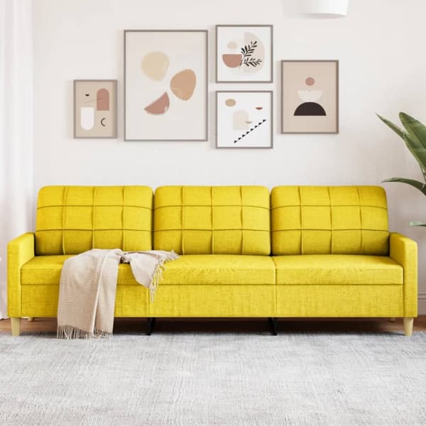 3-sitssoffa ljusgul 210 cm tyg