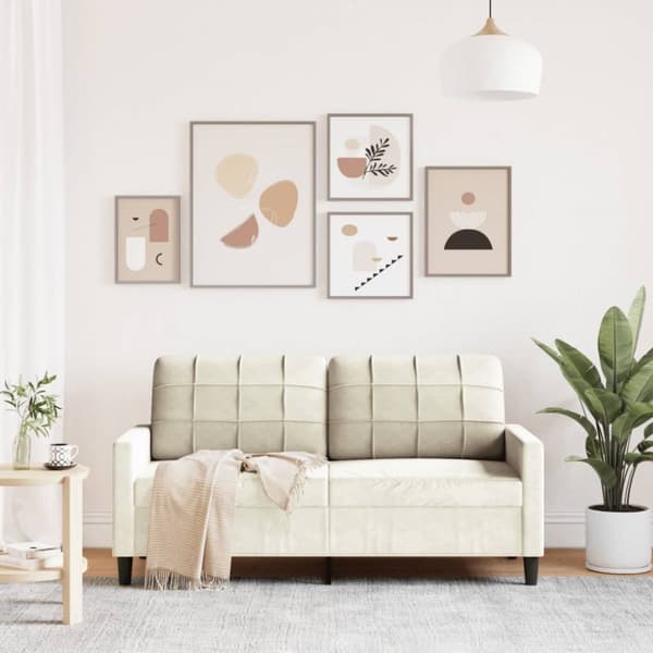 Soffa 2-sits gräddvit 140 cm sammet
