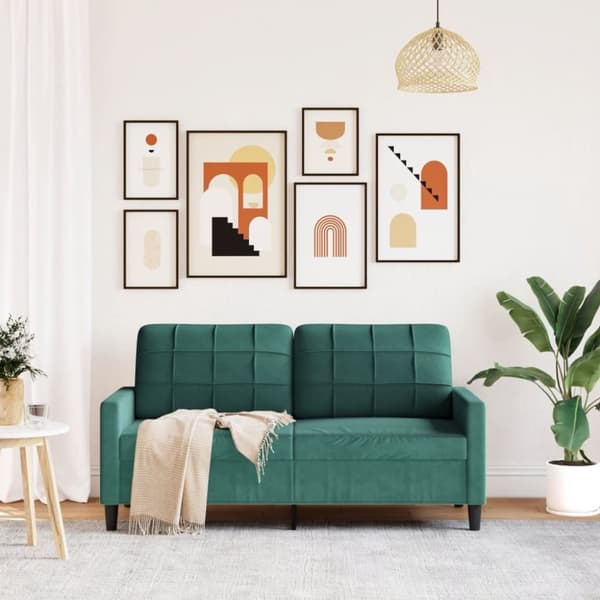 Soffa 2-sits mörkgrön 140 cm sammet