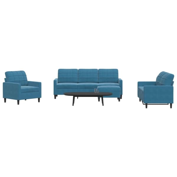 sofasæt 4 dele med hynder velour blå