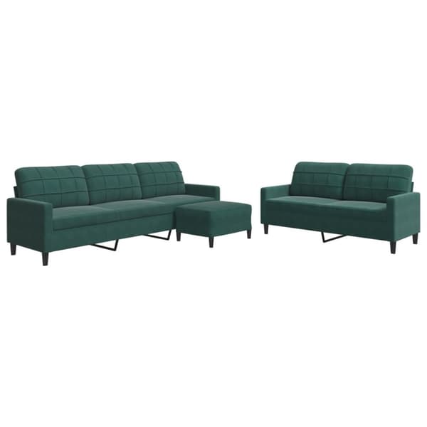 sofasæt 3 dele med hynder velour mørkegrøn