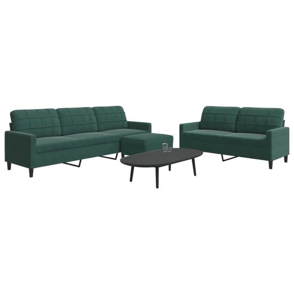 sofasæt 3 dele med hynder velour mørkegrøn