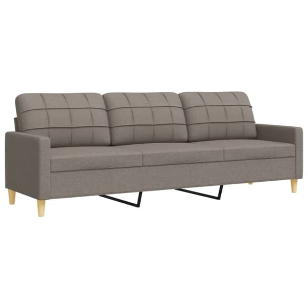 sofasæt 4 dele med fodskammel og pyntepuder stof gråbrun