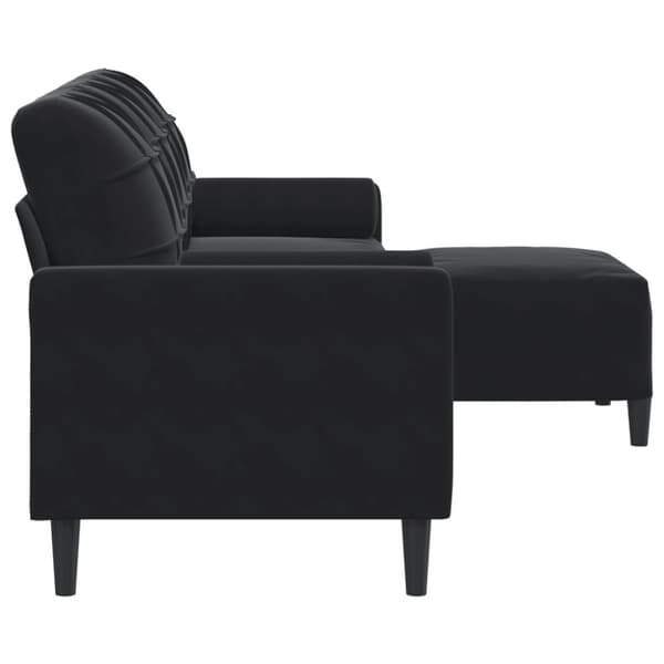 3-personers sofa med fodskammel 210 cm velour sort