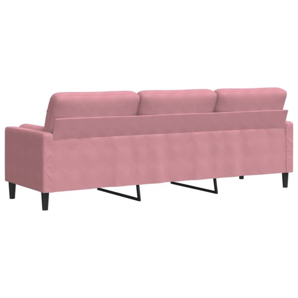 3-sitssoffa med prydnadskuddar rosa 210 cm sammet