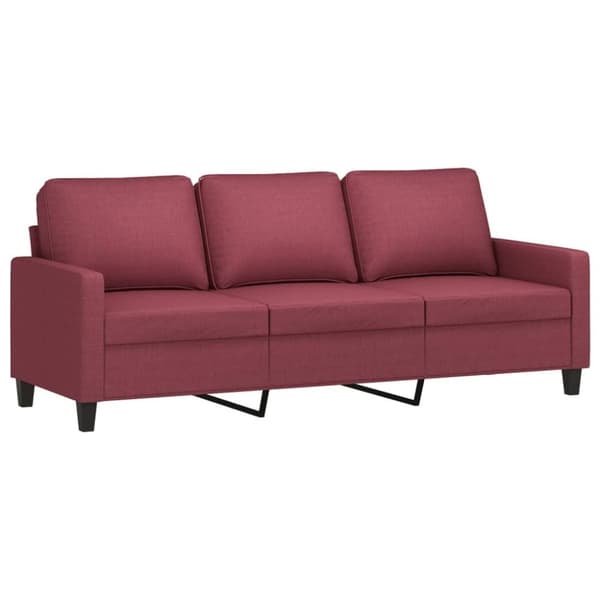 3-sitssoffa med fotstöd vinröd 180 cm tyg