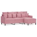 Pikkukuva 2 / 7: 3-sitssoffa med fotpall rosa 180 cm sammet