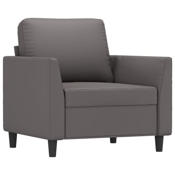 sofastol med fodskammel 60 cm kunstlæder grå