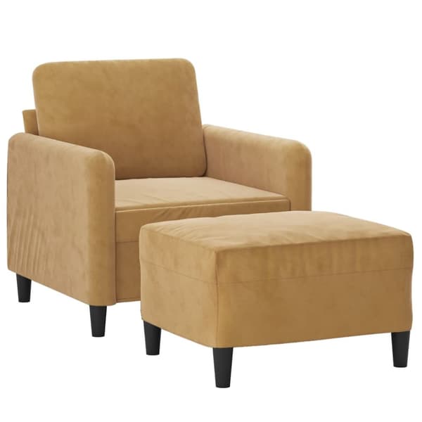 sofastol med fodskammel 60 cm velour brun