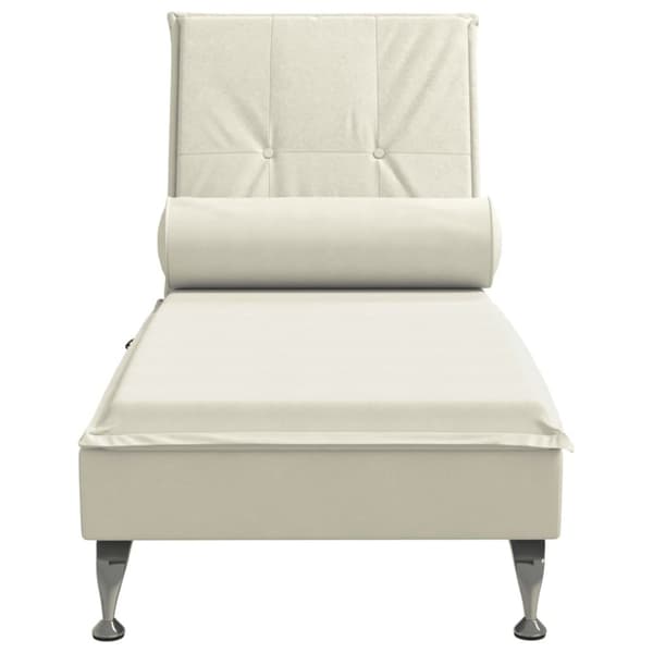 Massageschäslong med bolster gräddvit sammet