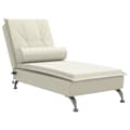 Miniatyrbild 2 av 10: Massageschäslong med bolster gräddvit sammet