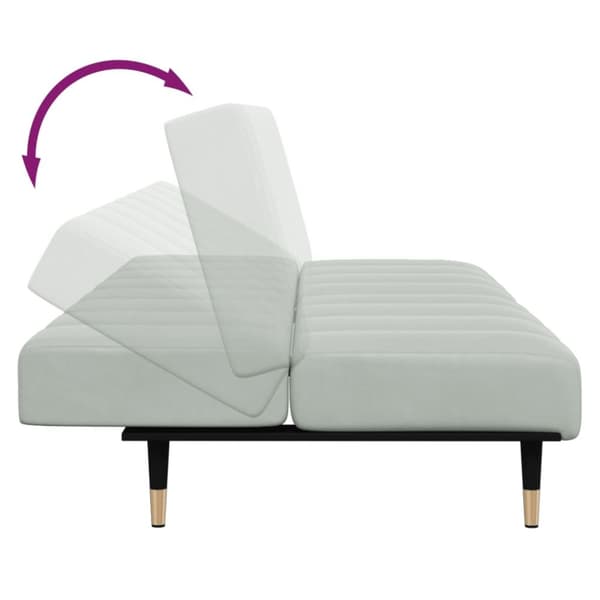 Bäddsoffa 2-sits med fotpall ljusgrå sammet