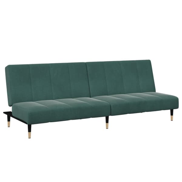 Bäddsoffa 2-sits med fotpall mörkgrön sammet