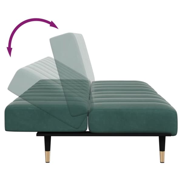 Bäddsoffa 2-sits med fotpall mörkgrön sammet