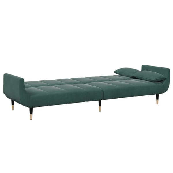 Bäddsoffa 2-sits med fotpall mörkgrön sammet