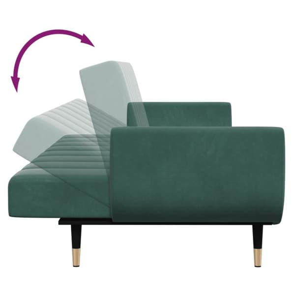 Bäddsoffa 2-sits med fotpall mörkgrön sammet