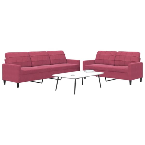 2-osainen lounge-setti, sametti, viininpunainen