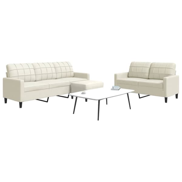 sofasæt 3 dele med hynder velour cremefarvet