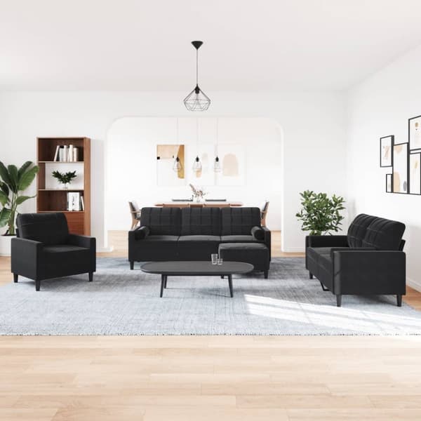 Soffgrupp med dynor och bolster 4 delar svart sammet