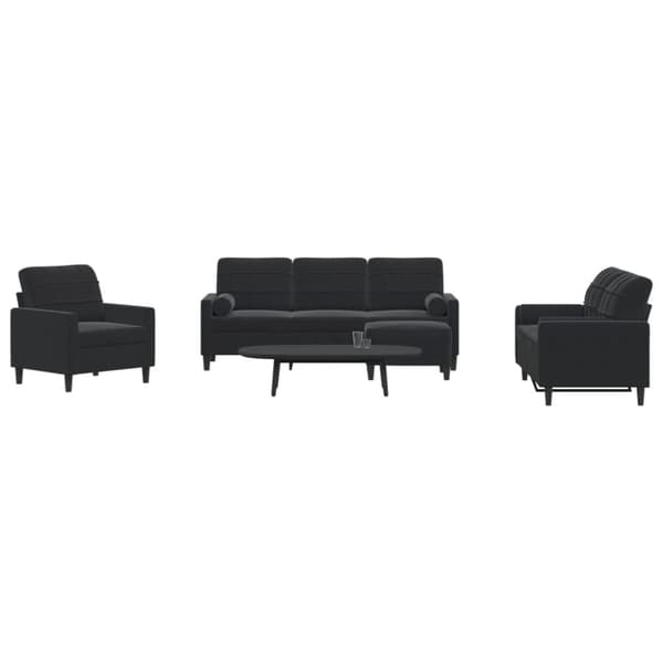 sofasæt 4 dele med hynder og bolsterpuder velour sort