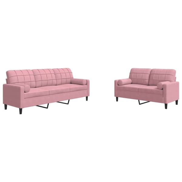 Soffgrupp med dynor och bolster 2 delar rosa sammet
