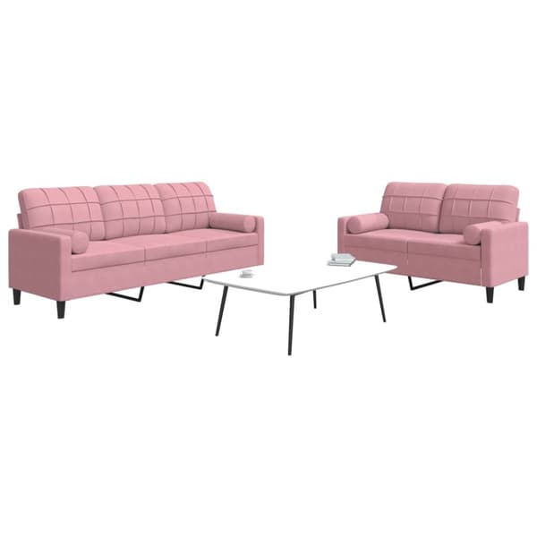 Soffgrupp med dynor och bolster 2 delar rosa sammet