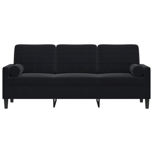 3-personers sofa med pyntepuder 180 cm velour sort