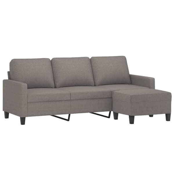 3-sitssoffa med fotpall taupe 180 cm tyg