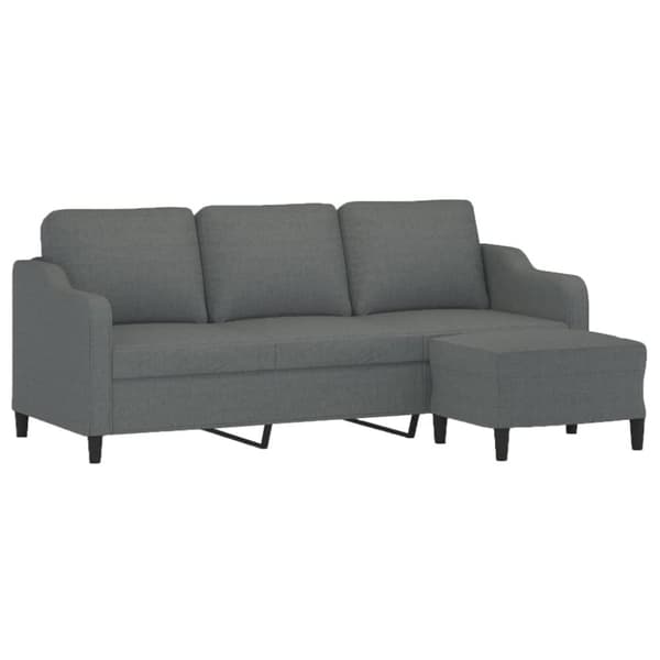 3-sitssoffa med fotpall Mörkgrå 180 cm tyg