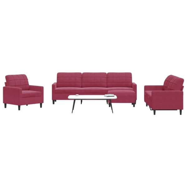 sofasæt 4 dele med hynder velour vinrød