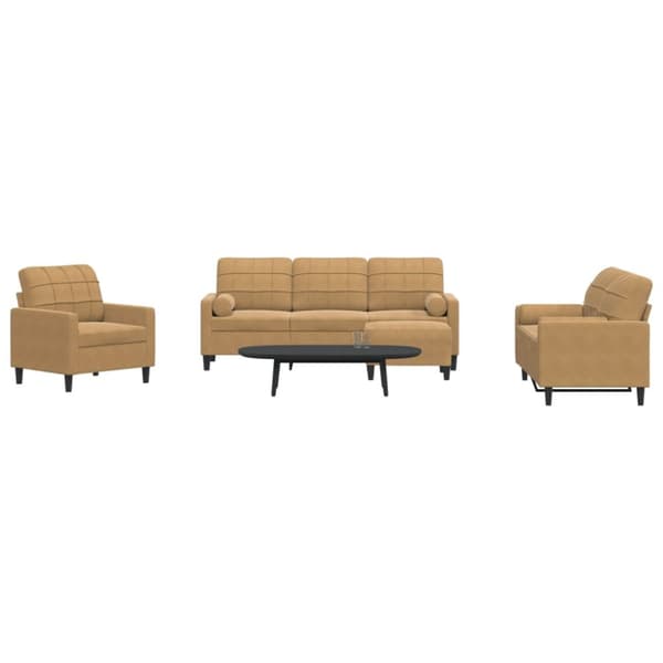 sofasæt 4 dele med hynder og bolsterpuder velour brun