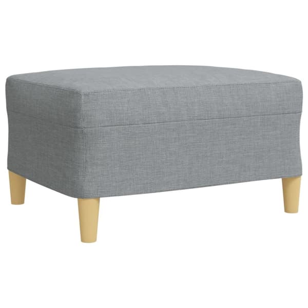 sofasæt 3 dele med fodskammel og pyntepuder stof lysegrå