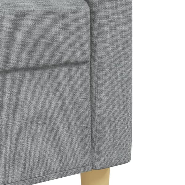 sofasæt 3 dele med fodskammel og pyntepuder stof lysegrå