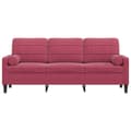 Miniatyrbillede 3 af 7: 3-personers sofa med pyntepuder 180 cm velour vinrød
