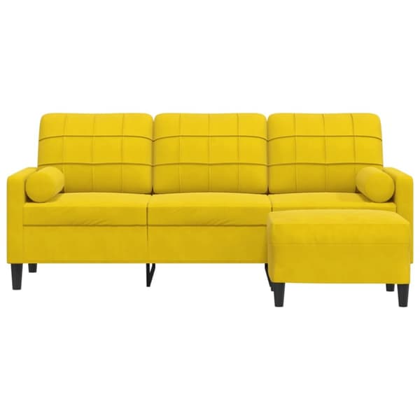 3-sitssoffa med fotpall gul 180 cm sammet