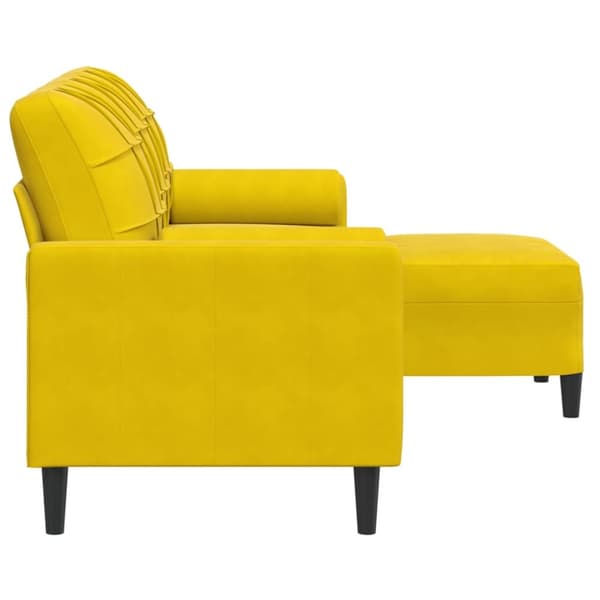 3-sitssoffa med fotpall gul 180 cm sammet