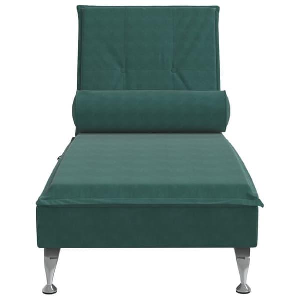 Massageschäslong med bolster mörkgrön sammet