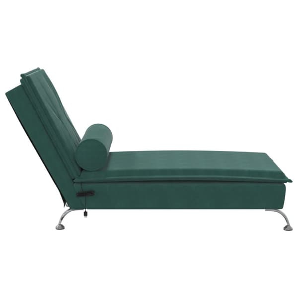 Massageschäslong med bolster mörkgrön sammet