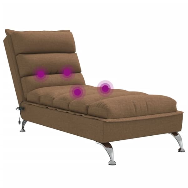 Massageschäslong med dynor brun tyg