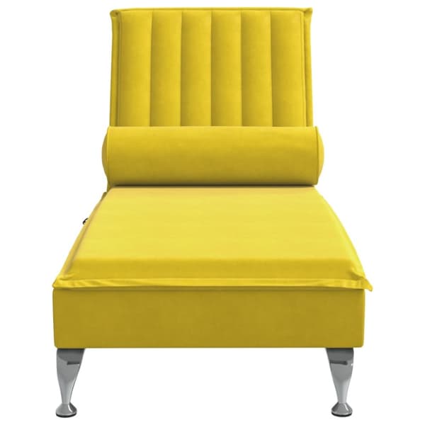 Massageschäslong med bolster gul sammet