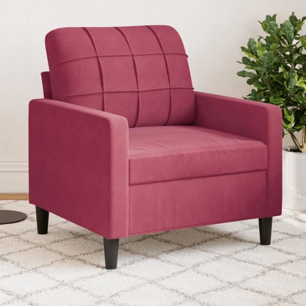 Nojatuoli, viininpunainen, 60 cm, verhoiltu sametilla