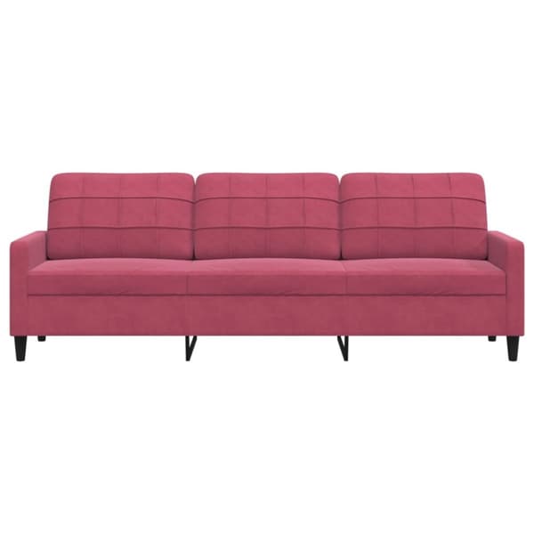 3-sitssoffa vinröd 210 cm sammet