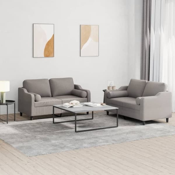 sofasæt 2 dele med puder stof gråbrun