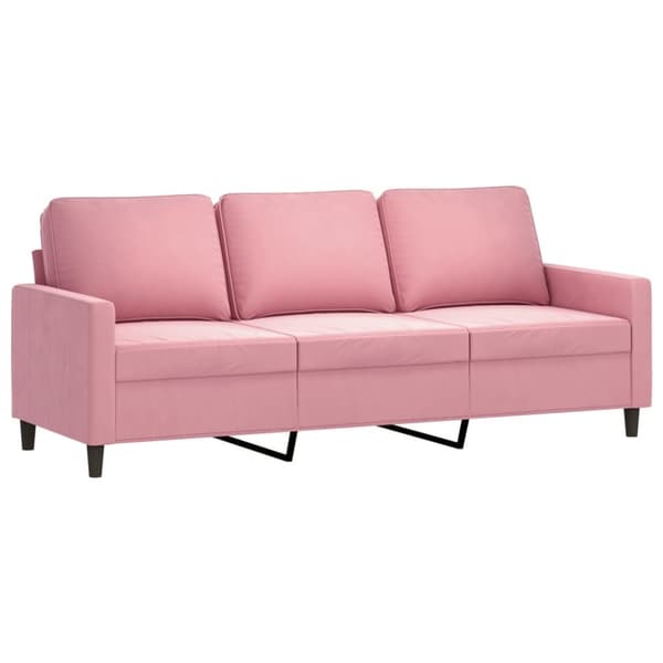 Soffgrupp med dynor 3 delar rosa sammet