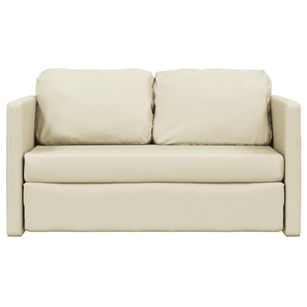 Golvbäddsoffa 2-i-1 gräddvit 112x174x55 cm konstläder