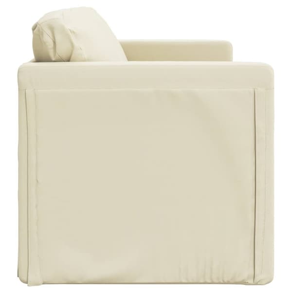 Golvbäddsoffa 2-i-1 gräddvit 112x174x55 cm konstläder