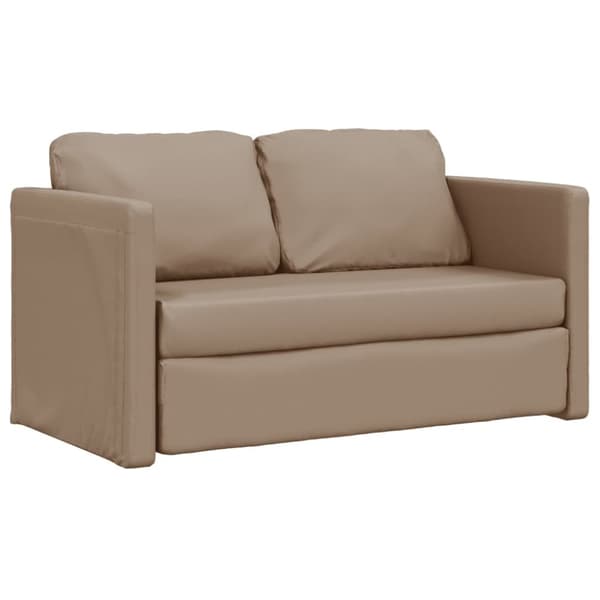 Golvbäddsoffa 2-i-1 cappuccino 112x174x55 cm konstläder