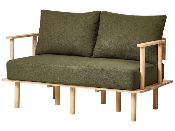 Soffgrupp Mörkgrön Tyg Träben Ram 2-sits Soffa Fåtölj Vardagsrum