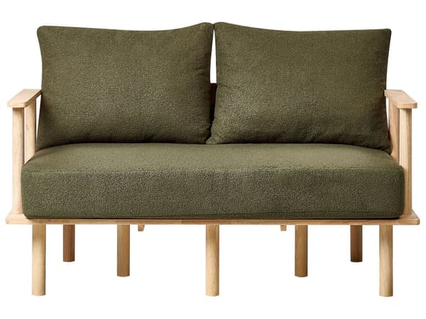Sofa Mørkegrønn Polyester stoff Boucle Polstring 2-seter Minimalistisk Japandi-stil